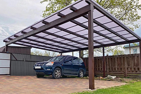 Навес для двух автомобилей 4*10*2,2 м из поликарбоната