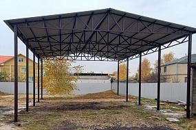 Двухскатный навес для автомобиля 10*12*2,2 м профнастил